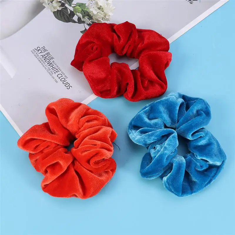 

24pcs Velvet Hair Ropes Soft Random Color Scrunchy Elastic No hurt Hair Ponytail Holder Access Bands Ties for Girls