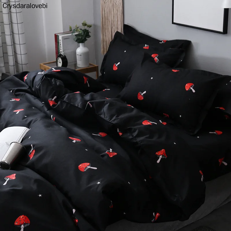 

Cute Red Mushroom Pattern Bedding Sets 3/4pcs Super Soft Bed Linings Duvet Cover Bed Sheet Pillowcases Cover Set Queen King Size