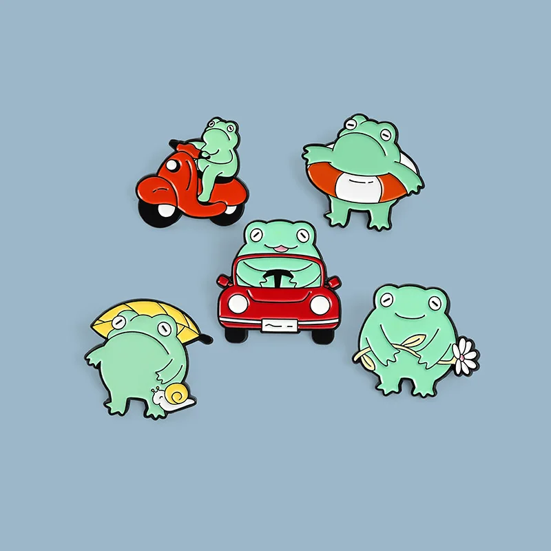 Мультяшные милые эмалевые броши в виде муравьиного автомобиля Веселая лягушка