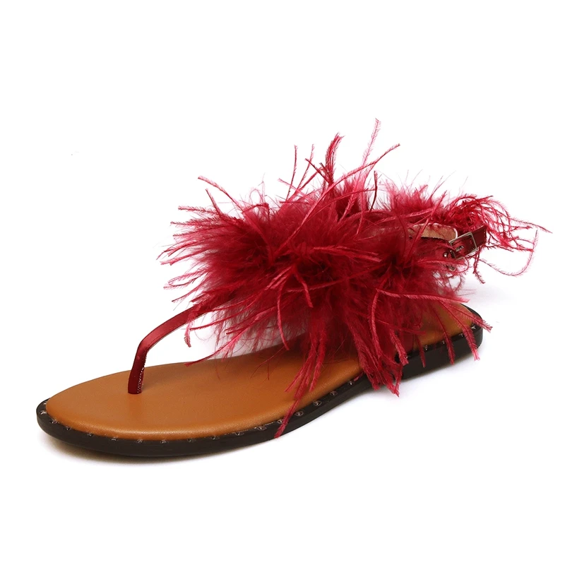 Размер 34 43 сандалии женские летние новые модные розовые с натуральным мехом