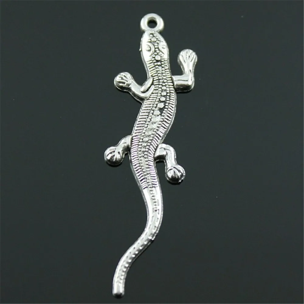 10 шт., подвески Хамелеон для изготовления ювелирных изделий, 2 вида цветов, античные бронзовые, античные, серебристые, ящерицы, Шарм Gecko 56x15мм
