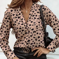 women shirt heart print blouse long sleeve feminine blouse elegant fashion woman blouses 2021 autumn button pocket ladies top