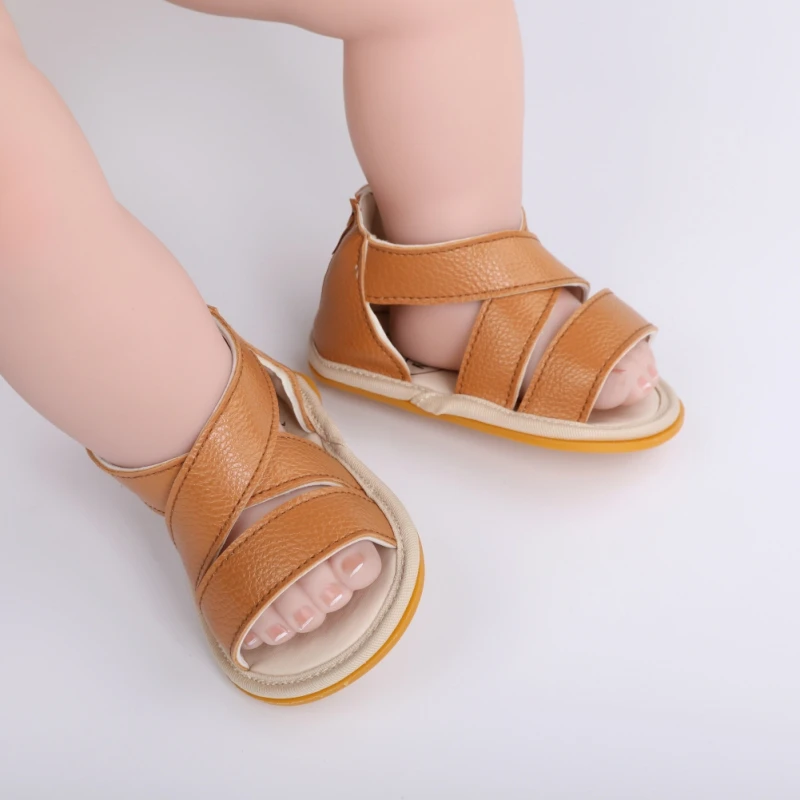 

Infant Baby Girls Boys Sandals Non-slip PU Leather Solid Toddler First Walkers 2021 Soft Sole Flat Summer Newborn Kid Shoes
