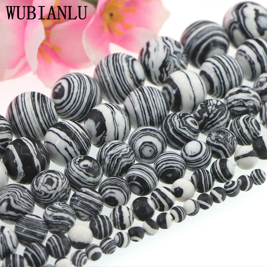 Для детей в возрасте от 4 до 14 лет мм черный зебра бирюзы Круглые бусины для