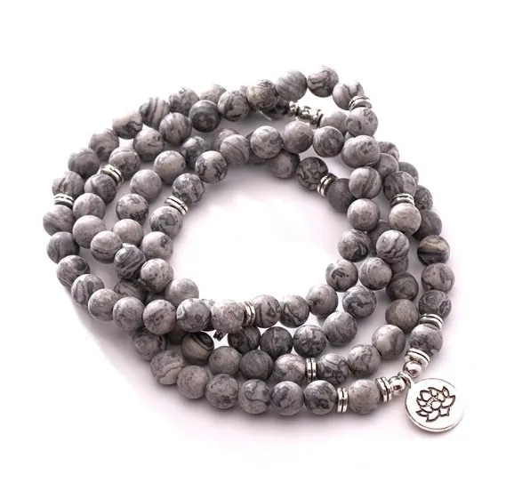 

108 beads 8mm elastic adjustable Lotus life tree Buddha OM eye Chakra Reiki agate Onyx Yoga Bracelet necklace fhr64