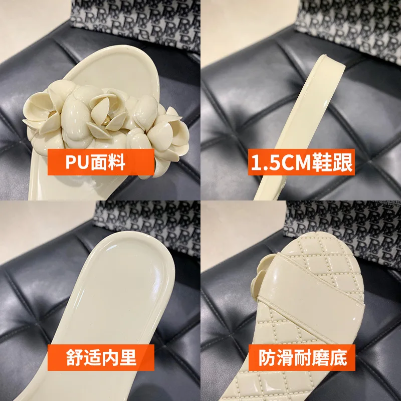 

2021 Summer New Women's Shoes Flat Sandals Solid Color Flowers Slippers Open Toe Fashion Vacation Beach Shoes Plus Size Non-slip
