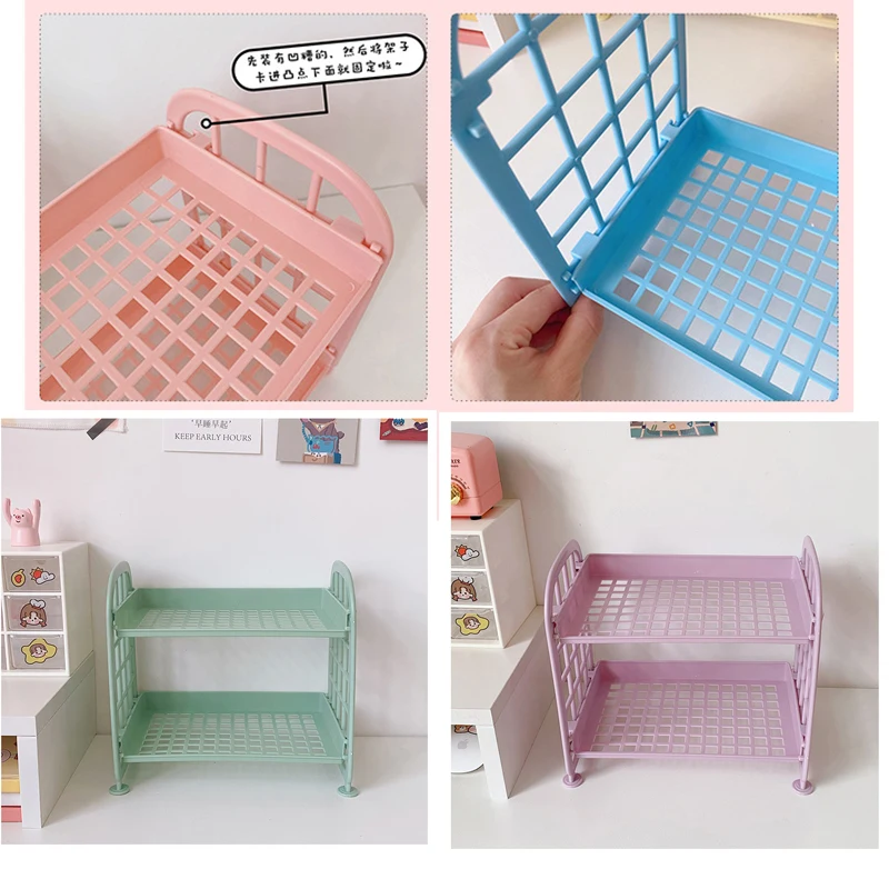 

New Ins Cosmetics Jewelry Double-Layer Folding Storage Rack Home Bathroom Rack Dormitory Artifact Big Size Desktop Storage Box