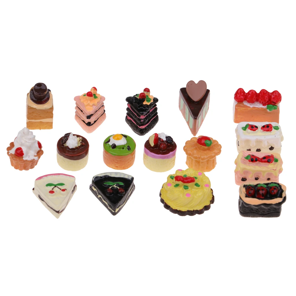 16 шт. миниатюрная кухонная пищевая Смола кремовая модель торта для кукольного