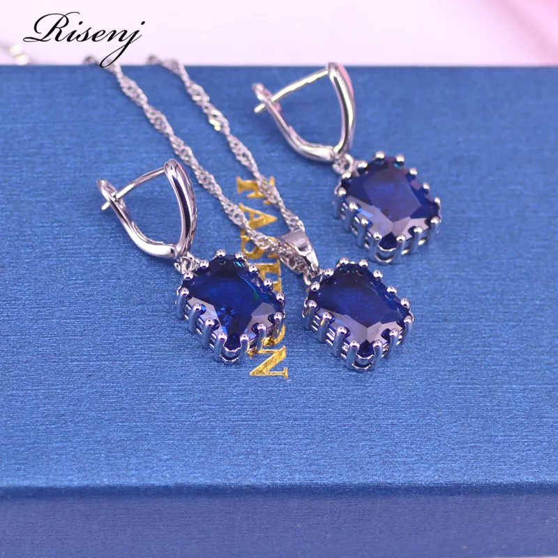 Акция много цветов s синий камень квадратный серебряный цвет бижутерия для