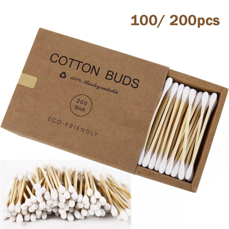 Ватные тампоны с двумя головками бамбуковые ватные палочки деревянные