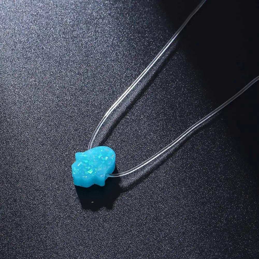 

9 Styles Transparent Fish Line Hand of Fatima Necklace&Pendant for Women Hamsa Opal Choker Neck Necklace Jewelry Collier Femme