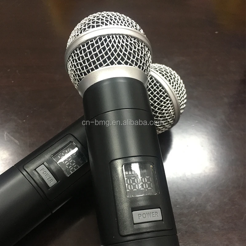 

BMG 2 channel Handheld Adjustable Frequency UHF Karaoke wireless microphone professional mic wireless for small room speech sing