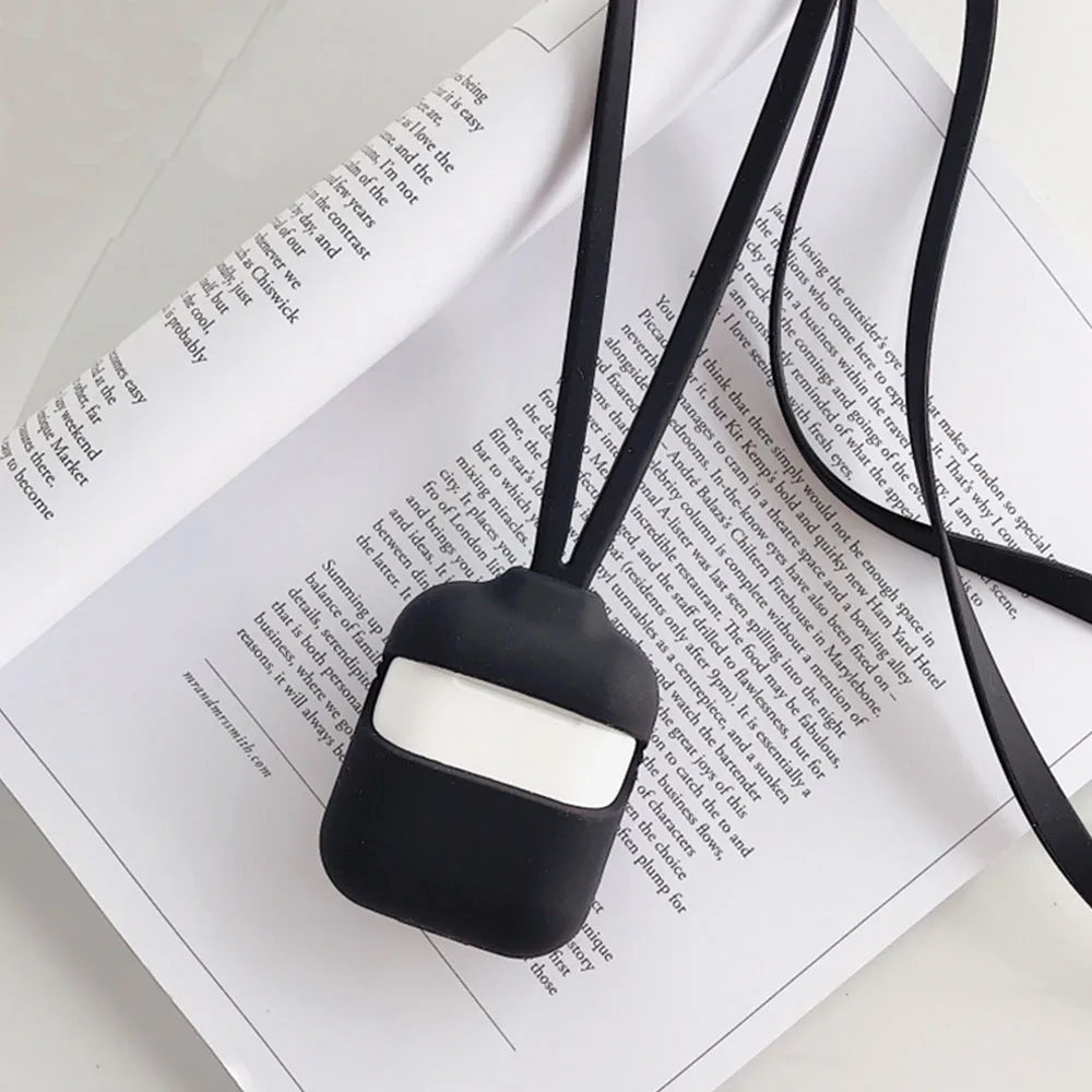 Силиконовый чехол для наушников AirPods Pro 2 1 Мягкий защитный со шнурком и ожерельем