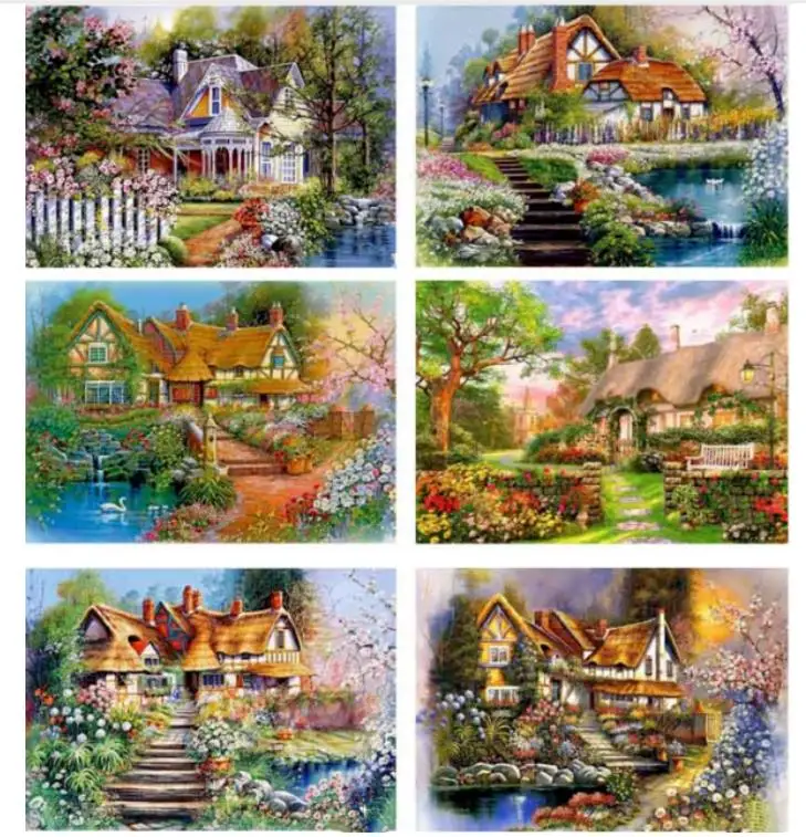 

Алмазная 5D Вышивка стразы, алмазная живопись, наклеенные картины, Набор для вышивки крестиком, вилла в Европейском стиле, Алмазный Декор