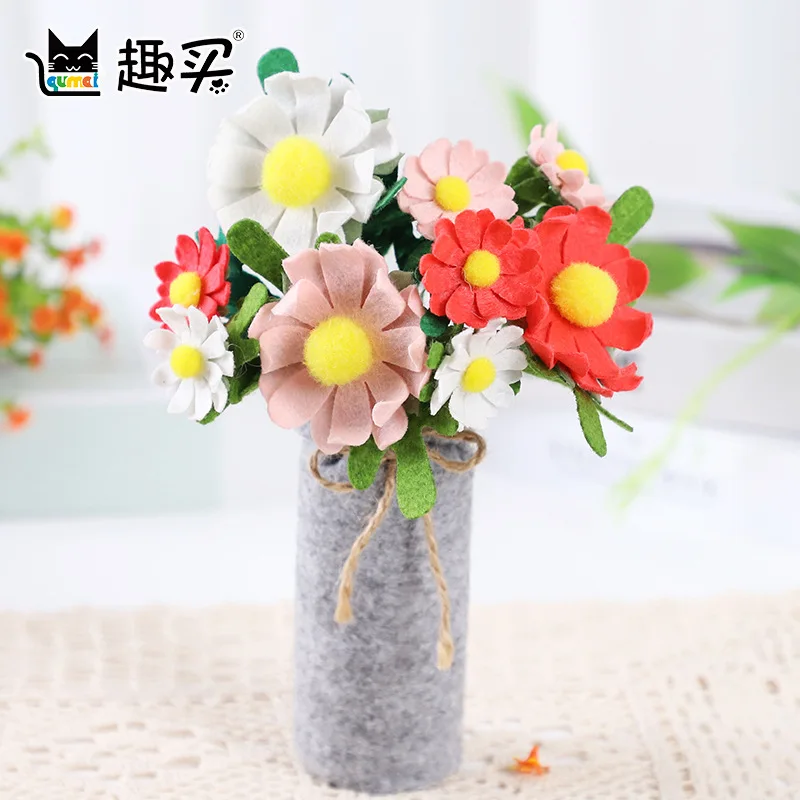

Handmade Bouquets Felt Cloth Flower For Living Room Birthday&Wedding Decorate Home Decoration Felt DIY Material Package