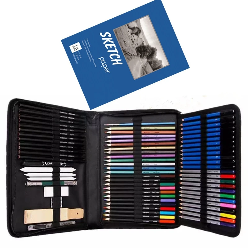 71PCS Drawing &amp Art Supplies Kit Colored Sketching Pencils for Artists Kids Adults Teens Professional Pencil Set | Канцтовары для