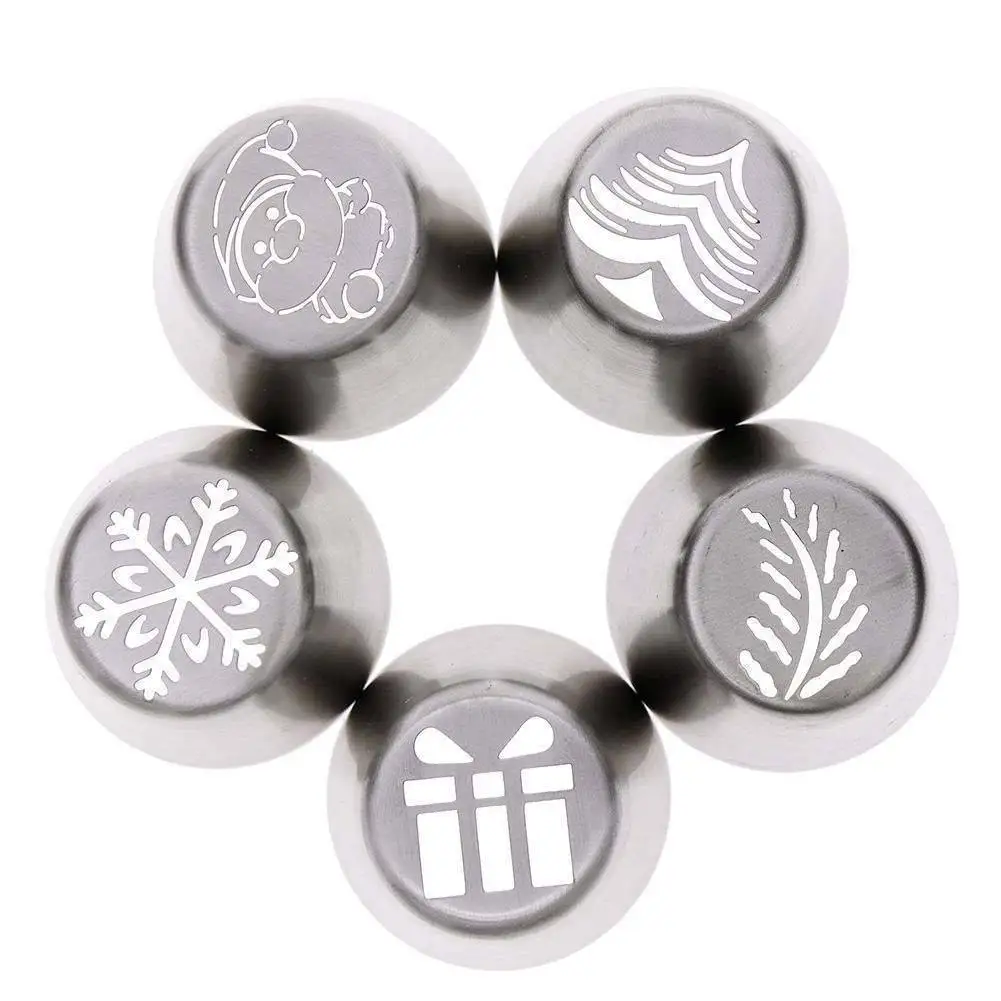 2019 Newest Hot 5pcs Stainless Steel Leaf Xmas Piping Nozzles Cake Decor Tips Russian Tools New |