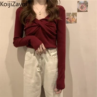 koijizayoi fall winter women solid korean pullover office lady long sleeves slim jumpers 2021 new fashion dropship sweater knit