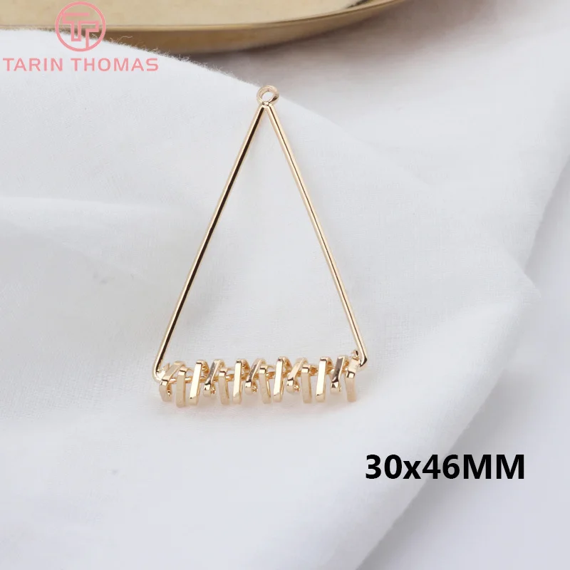 Латунный треугольный соединитель для сережек с покрытием 24 каратным золотом