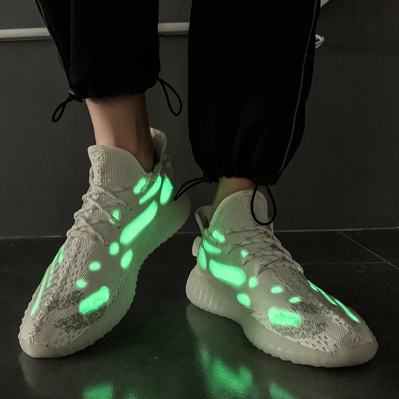 

Новинка осени 2020, мужские кроссовки, отражающие кокосовые кроссовки, кроссовки для ночного бега, дышащие сетчатые спортивные кроссовки с эл...