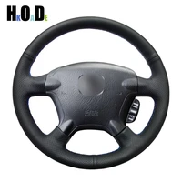 diy hand stitched steering wheel cover black artificial leather car steering wheel covers for honda cr v crv 2002 2006