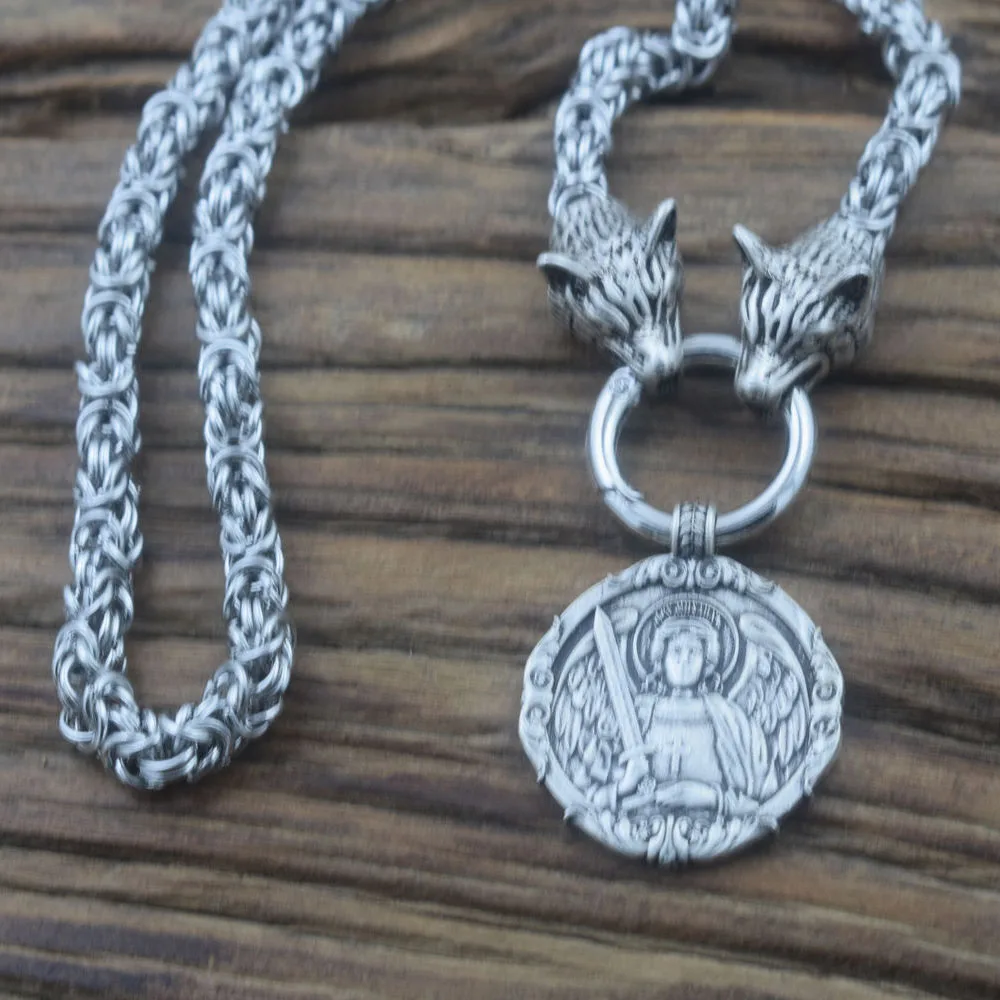 Archangel St.Michael Protect Me Saint Shield Protection viking Charm мужские ювелирные изделия|Цепочки| |