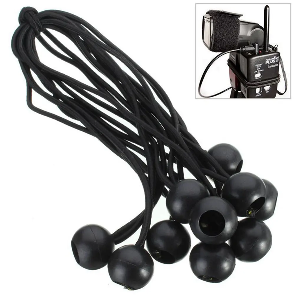 

25PCS Black Ball Bungee Bungie Cord Heavy Duty Canopy Tent Tarp Tie Downs Strap Practical tool accessories outdoor tent