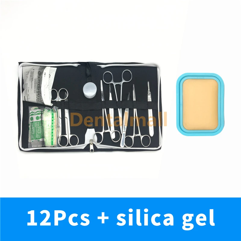 12Pcs and selica gel Хирургический шов посылка Набор для обучения студентов, научная помощь обучение хирургические инструменты - Цвет: 12Pcs and selica gel