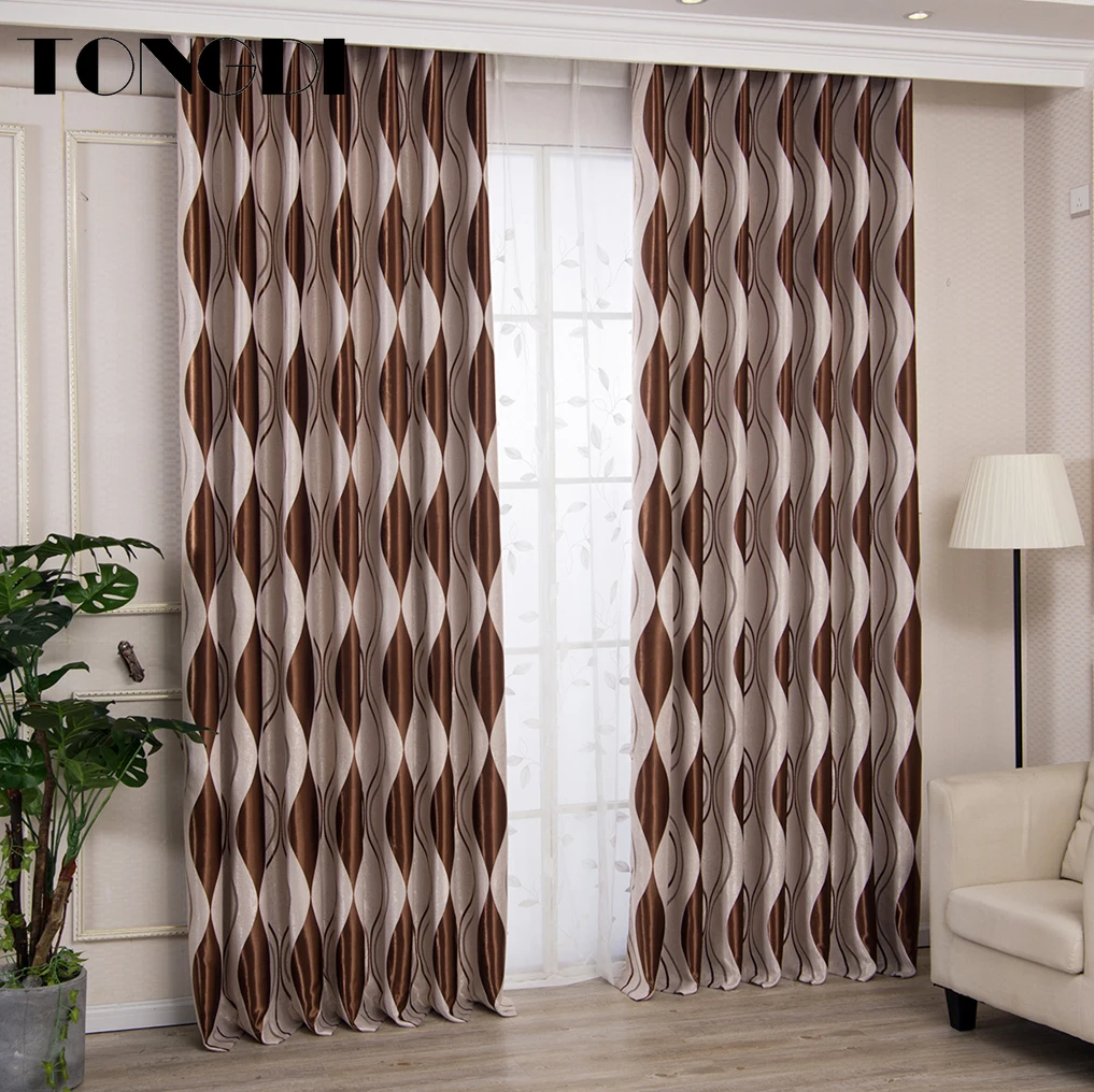 Плотные Занавески TONGDI современные волнистые полосатые утолщенные элегантные