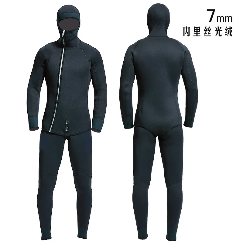 7MM Men Scuba Premium Neoprene Two Pieces Wetsuit Winter Warm Swimming Surfing Kayaking Equipment Black Spearfishing Diving Suit