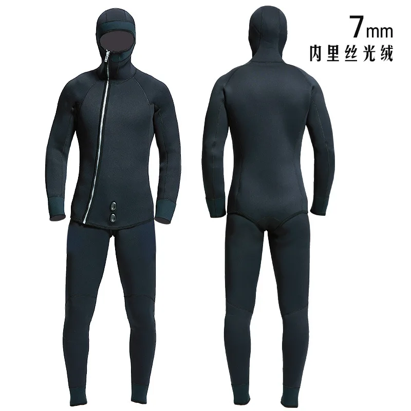 

7MM Men Scuba Premium Neoprene Two Pieces Wetsuit Winter Warm Swimming Surfing Kayaking Equipment Black Spearfishing Diving Suit