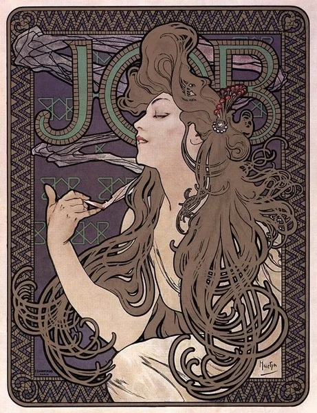 

Job Cigarette Paper Mucha Smoking Large Metal Tin Sign Poster Vintage Plaque