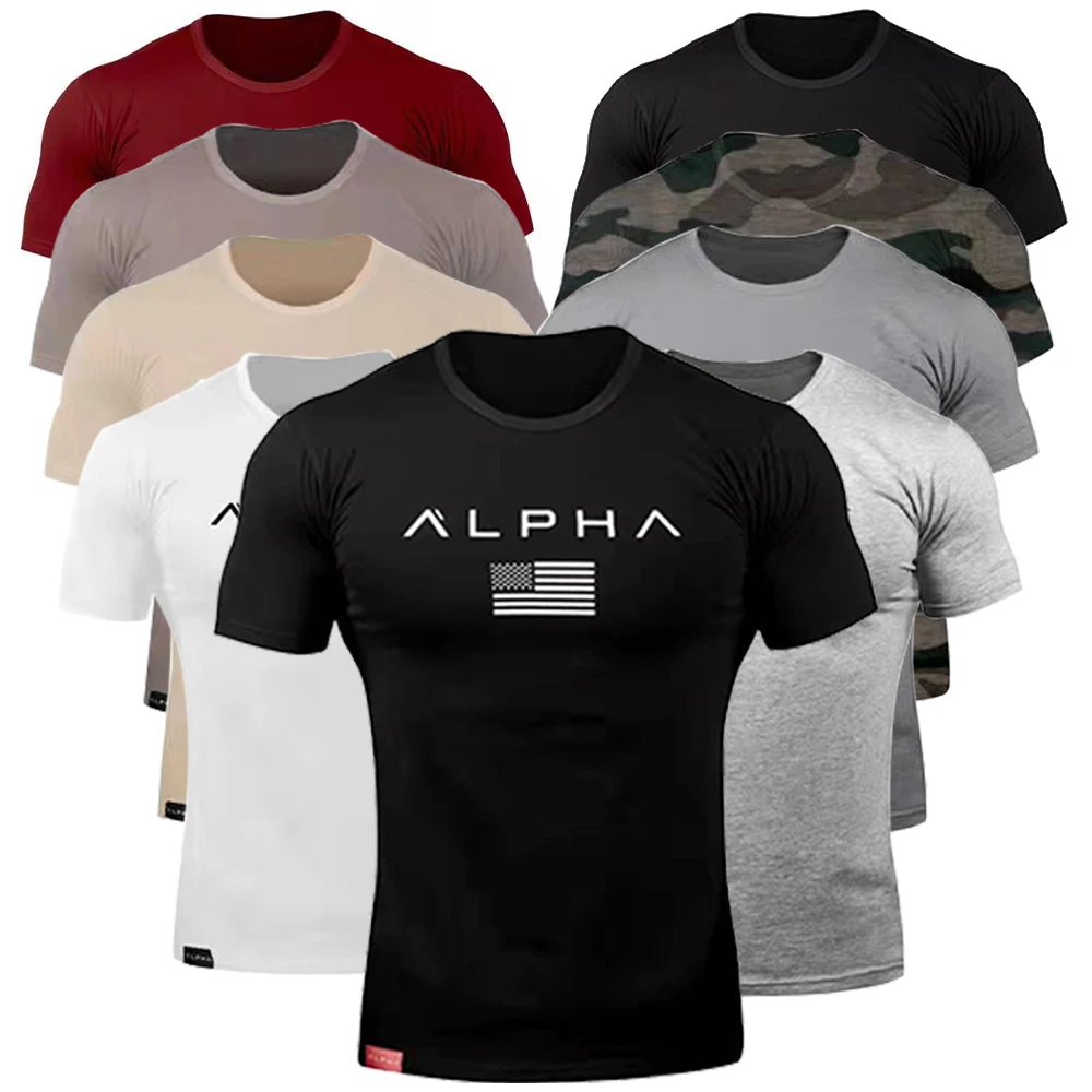 

Футболка мужская летняя спортивная с коротким рукавом и принтом рашгарда