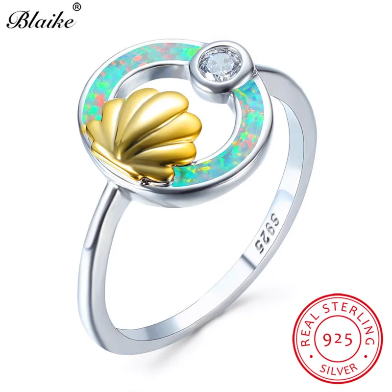 Кольцо из ракушек s925 с белым огненным опалом для женщин круглые обручальные