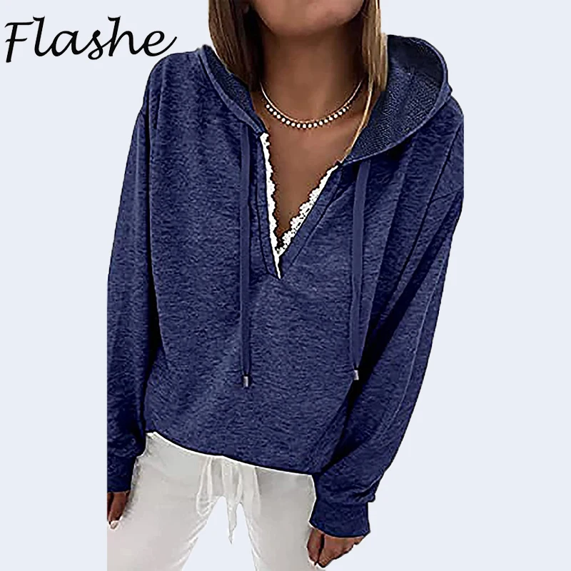

Vintage Print Women's Hooded Sweatshirt 2021 Autumn New Fashion Patchwork Hoodies Women Casual Loose Long Sleeve Tops
