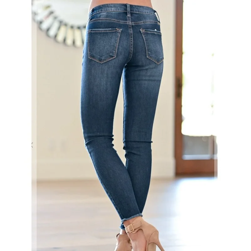 

2021 Street Hipster Women's Ripped Jeans Mid-rise Washed Jeans High Waisted Jeans Cargo Pants Women Skinny Jeans Woman