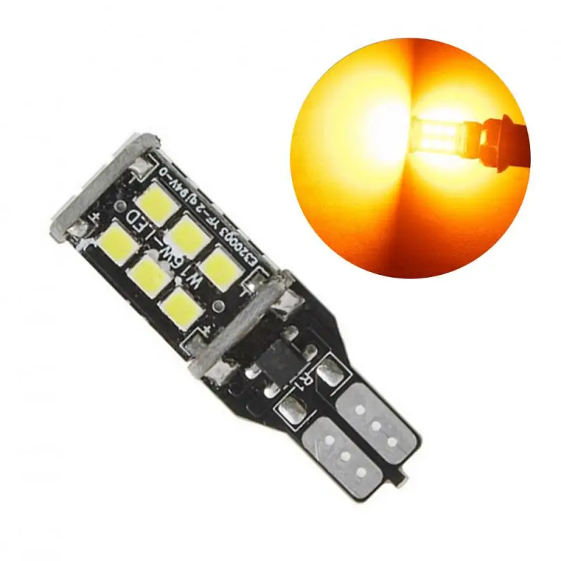 15SMD 2835 T15 W16W Светодиодный светильник накаливания лампы 5 Вт поворотник Задний стояночный задний фонарь индикаторная лампа красный белый желтый