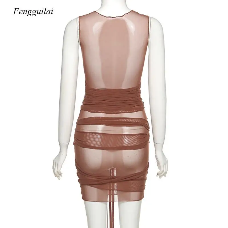 

Design New Women's Wear The Spring Summer 2021 See Through Sexy Open Back Slim Dress