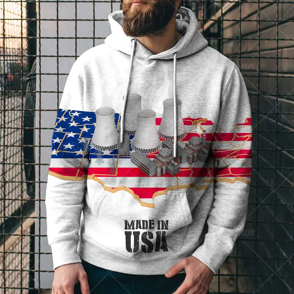 Толстовка с капюшоном в виде флага США для мужчин и женщин модная спортивная