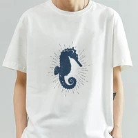 hippocampus t shirt cotton breathable fashion style designer clothes o neck young man white top confirmation dames kleding