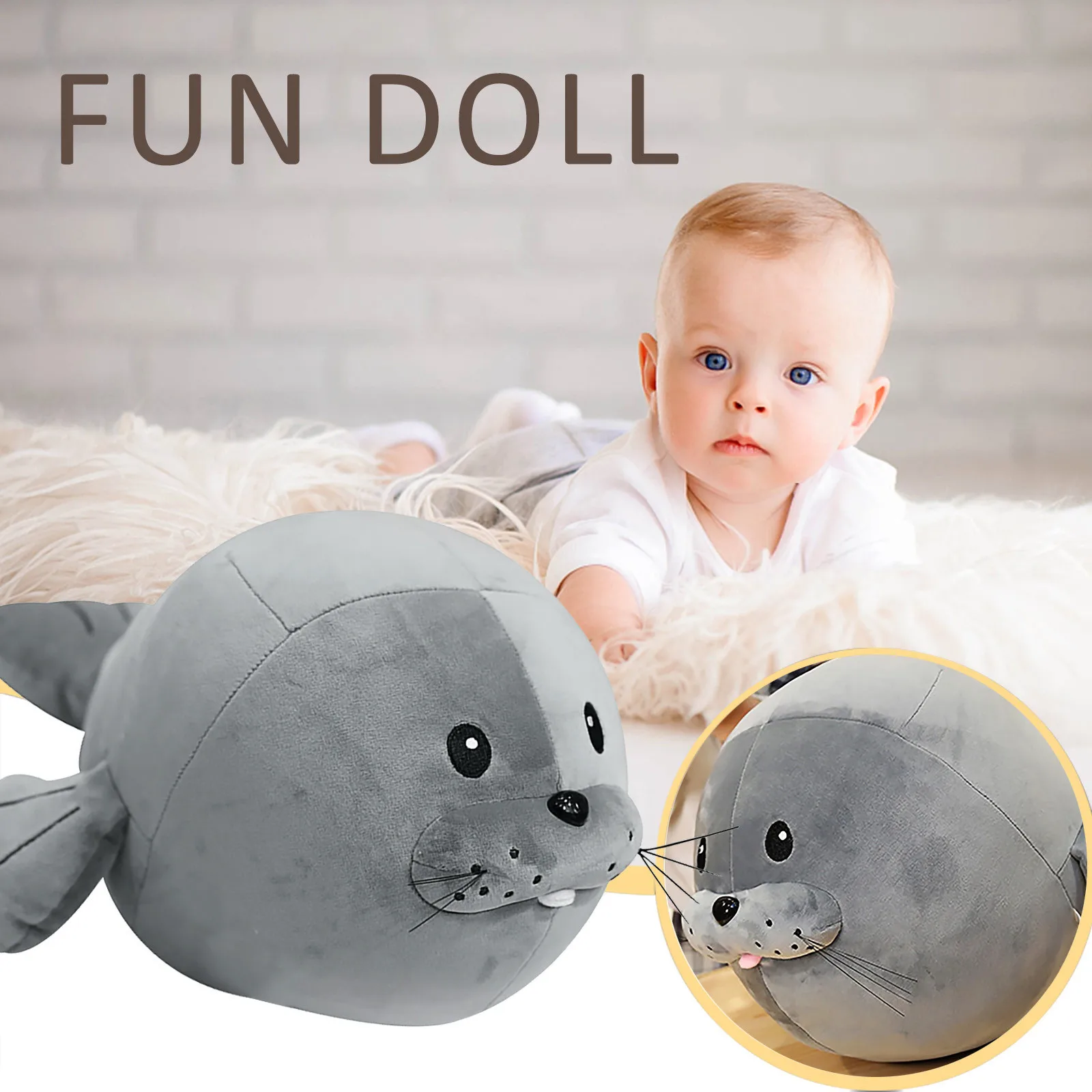 

Dropshipping Soft Cute Seals Plush Toy Sea World Animal Sea Lion Plush Stuffed Doll Big Eyes Baby Birthday Gift For Kids Girls