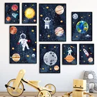 Космическая планета, луна, солнце, настенная печать, Картина на холсте, скандинавский постер, настенные картины для детской комнаты, домашний Настенный декор