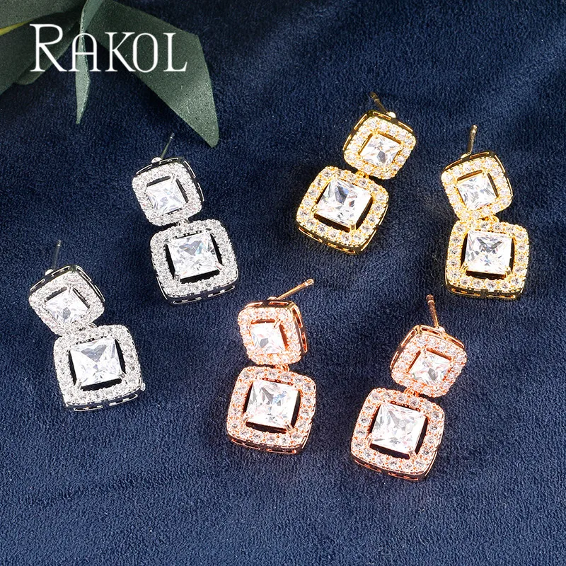 Женские серьги-подвески с квадратным фианитом RE02367K | Украшения и аксессуары