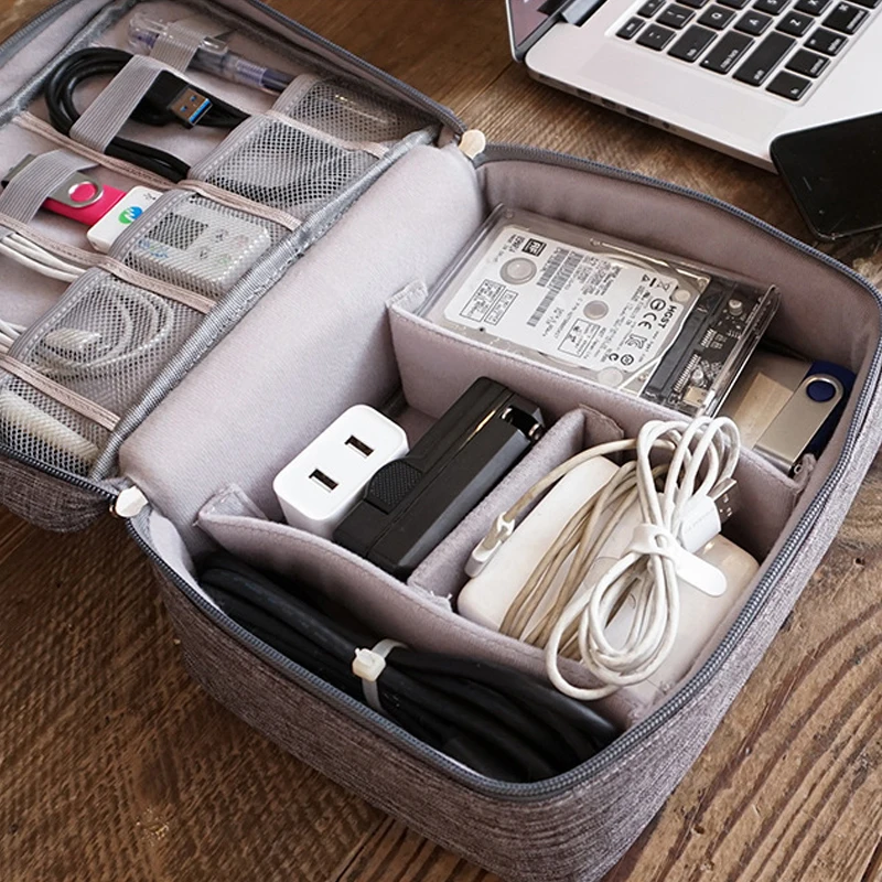 USB органайзер для устройств Зарядное устройство провода косметичка на молнии