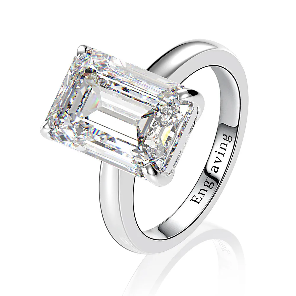 

New Style 925 Silver Rectangular Cut 10*14MM 19CT Bridal Ring Wedding Engagement Wholesale Exquisite Jewelry