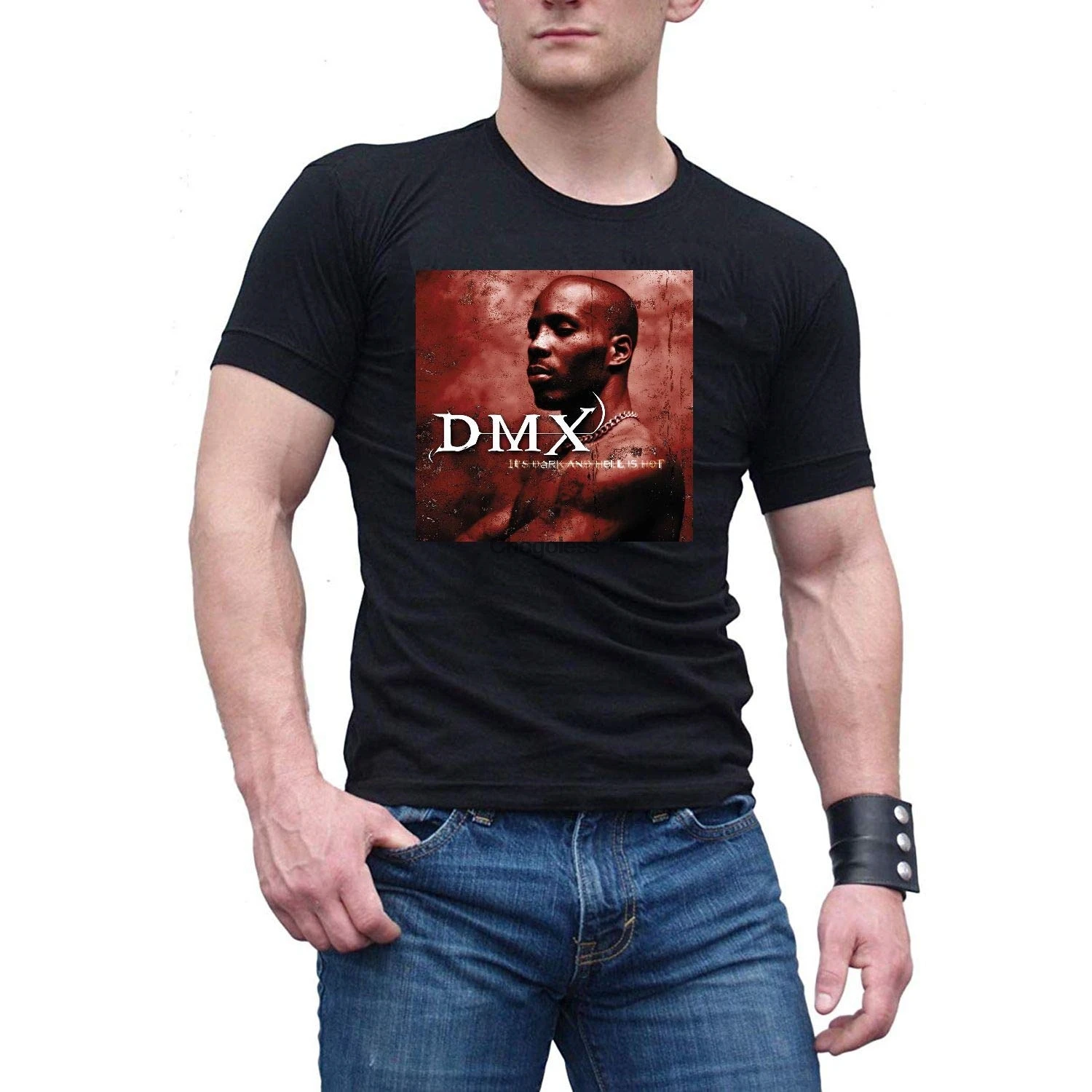 

Men's DMX Its Dark and Hell is Hot Black Cotton T ShirtTee