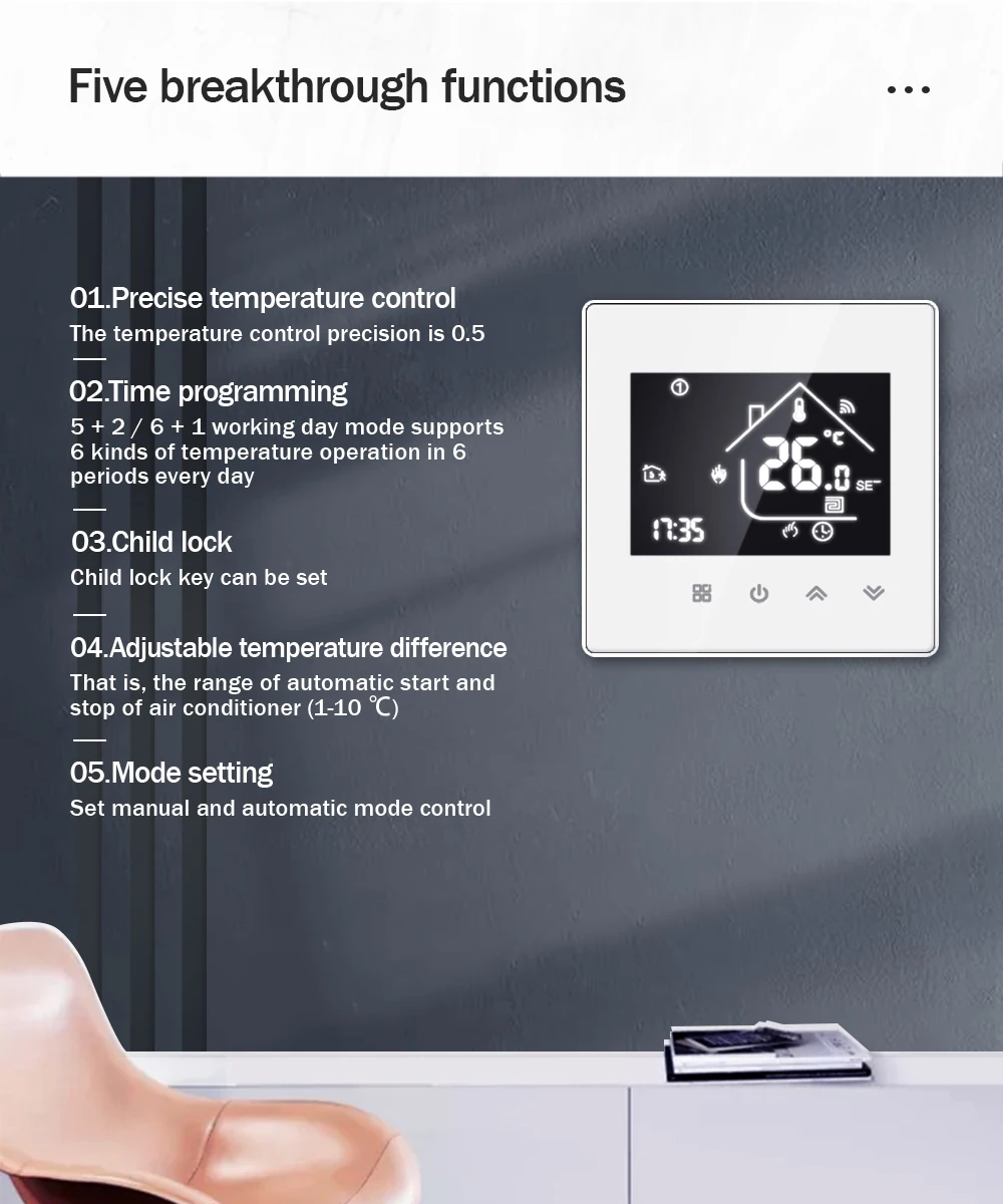 Умный термостат ByTuya Alexa Google Home с Wi-Fi электрический тепловой прибор для отопления
