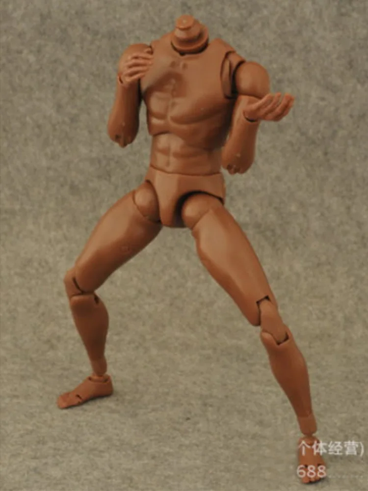

1/6 scale nude body black skin color male man boy African American action figure narrow shoulder imitation HT toys