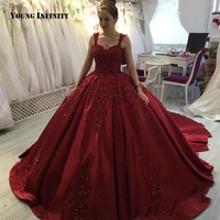 new arrival red floor length quinceanera dresses sweetheart spaghetti strap lace appliques beading chapel train ball gown 2021