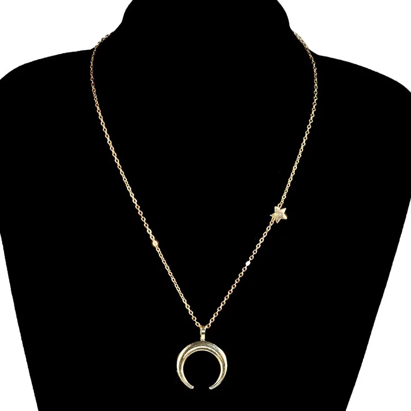 

Simple Star Moon Clavicle Necklace Pendant Gold Silver Personality Long Sweater Chain Necklaces for Women Fashion Neck Jewelry